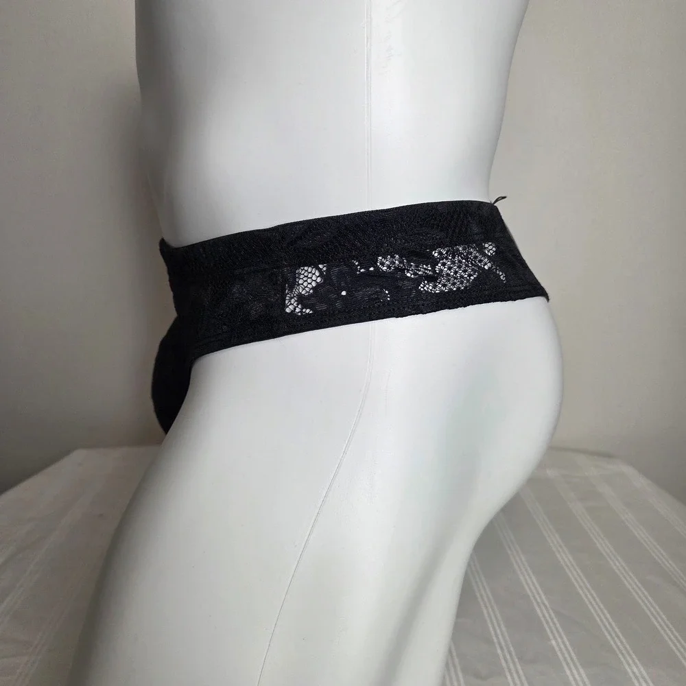 Cosabella Mens Black Floral Lace Thong Underwear Low Rise T-Back Intimates